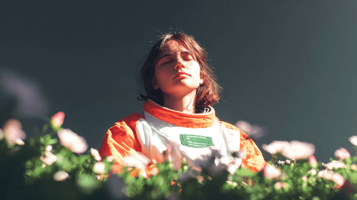 Astro women Close Eye with flowers