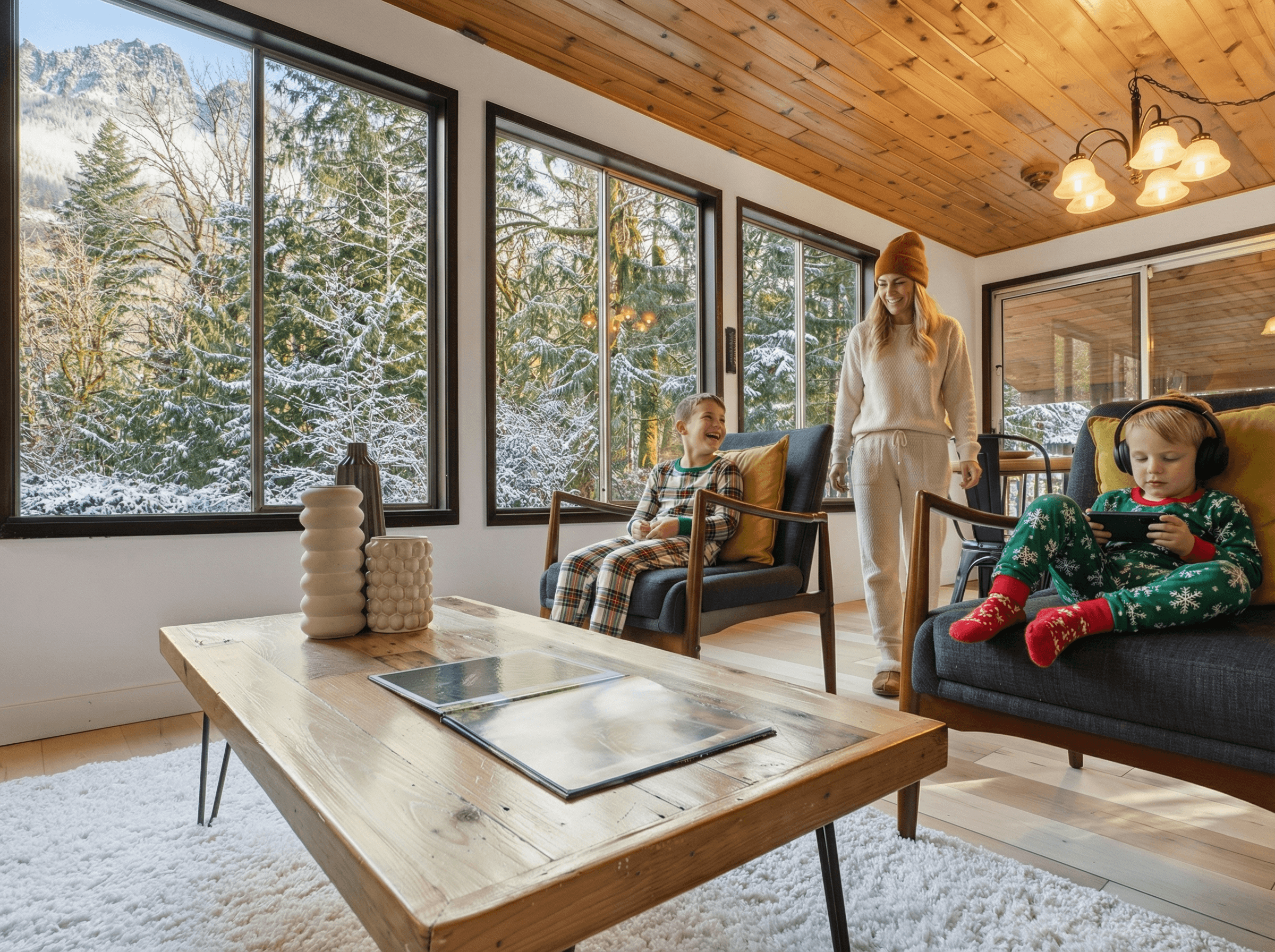 A fleet of delivery drones flying over a city skyline at dusk