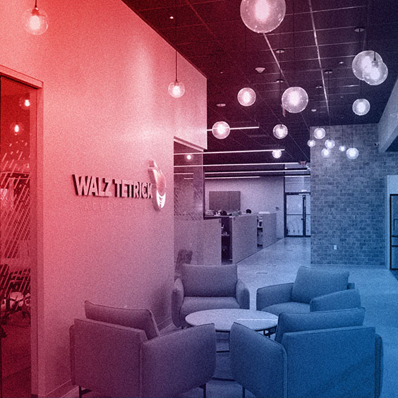 WTADS sitting area with red blue gradient overlay.