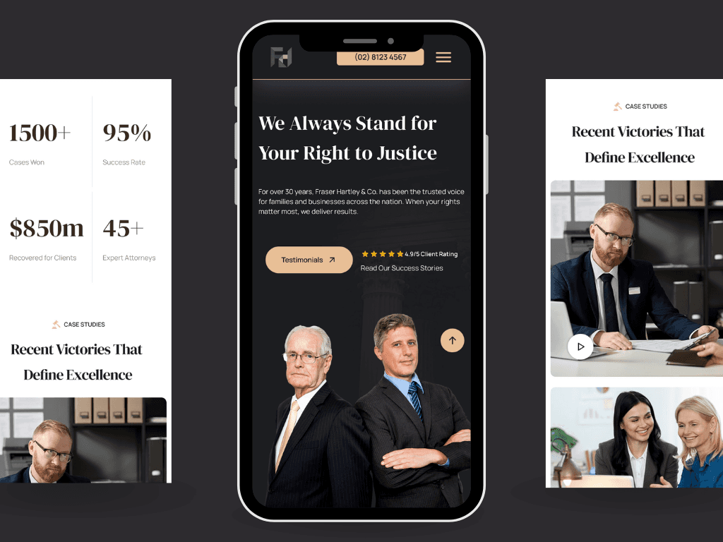 ux ui design for law firm website's mobile version