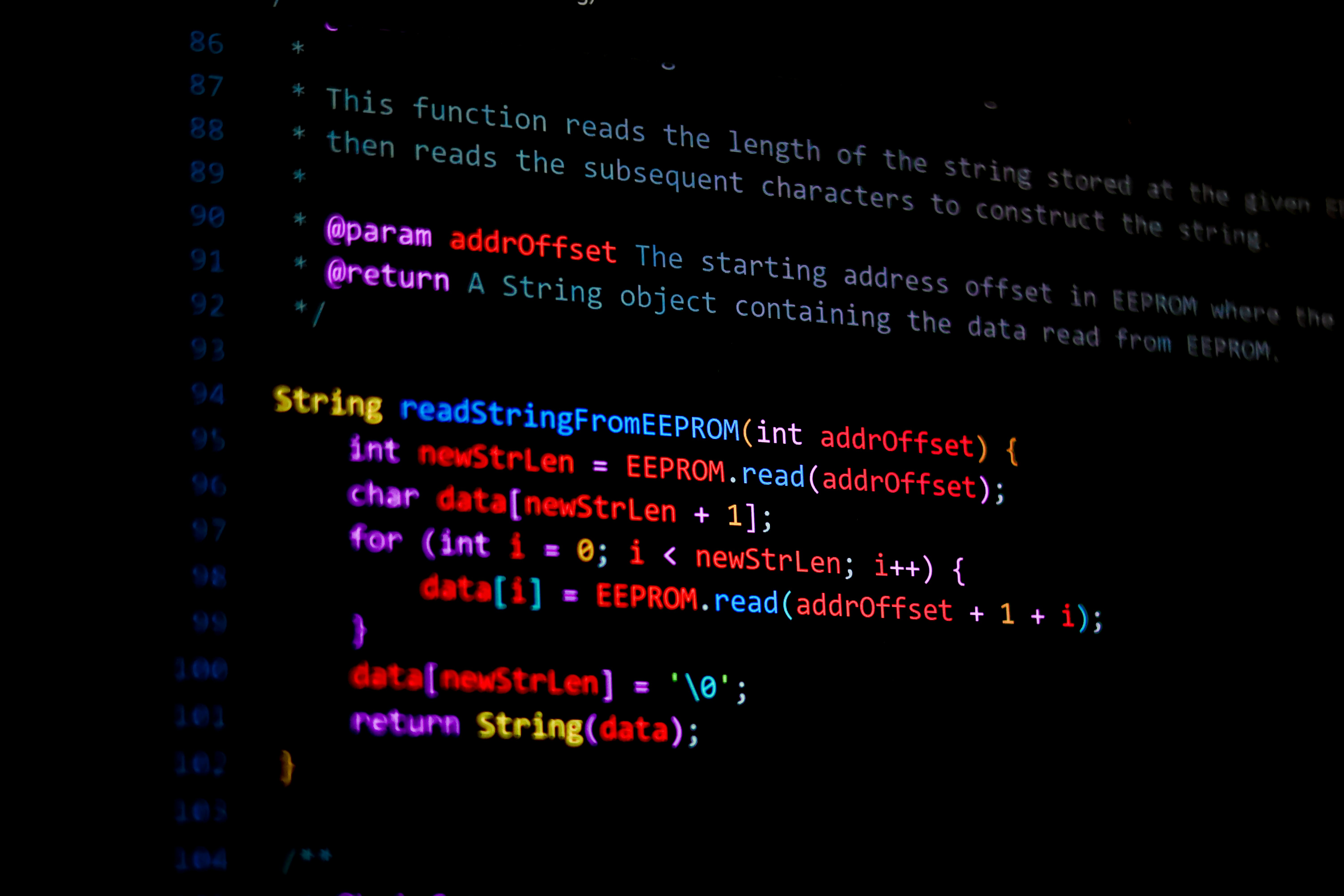 Code written on a screen, likely programming related.
