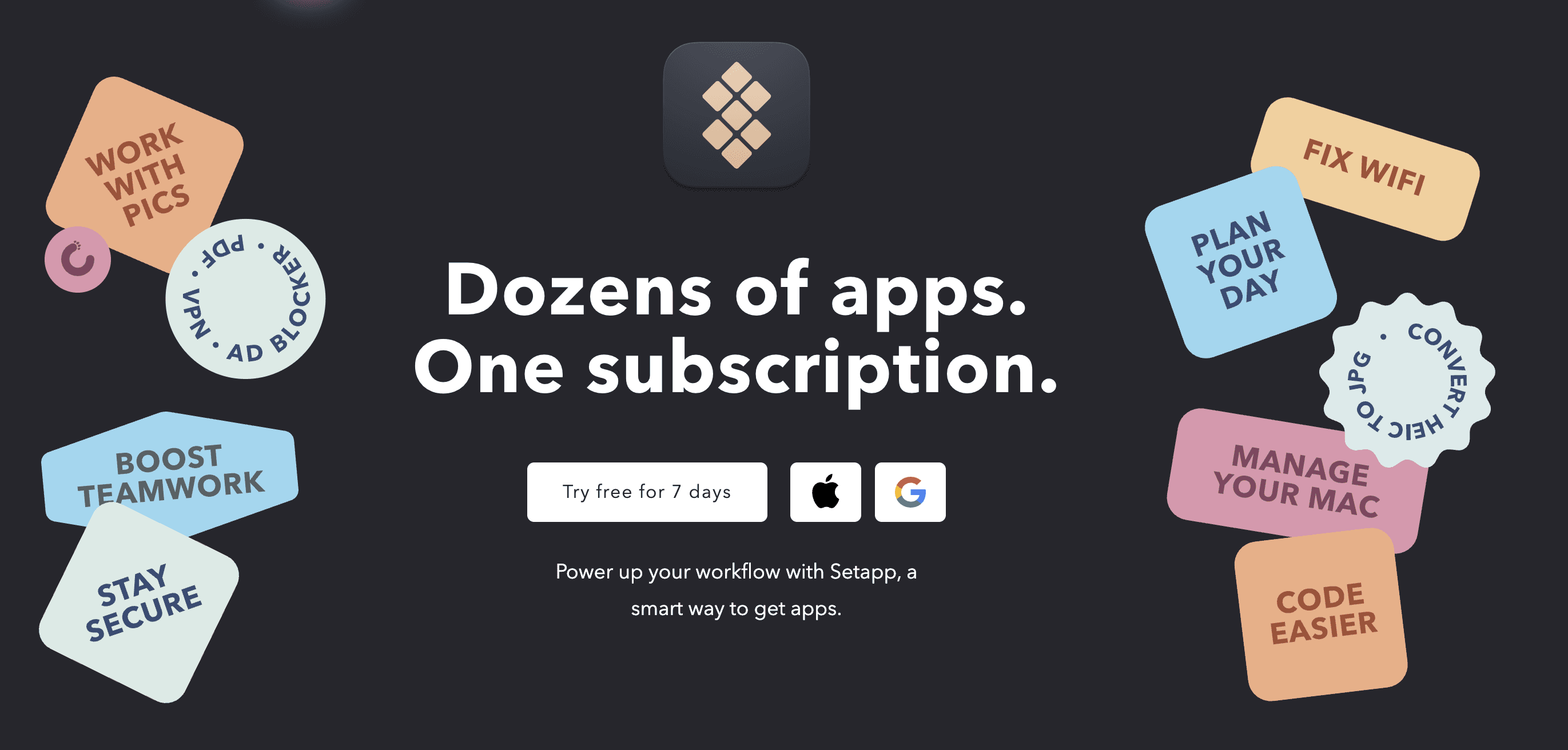 Screenshot of the Setapp home page