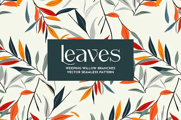 Leaves seamless pattern, botanical branches vector background
