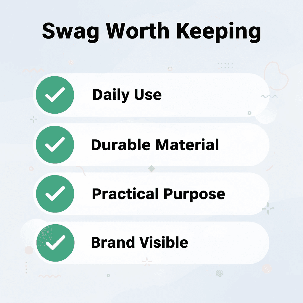 Checklist of qualities that make sustainable corporate swag worth keeping