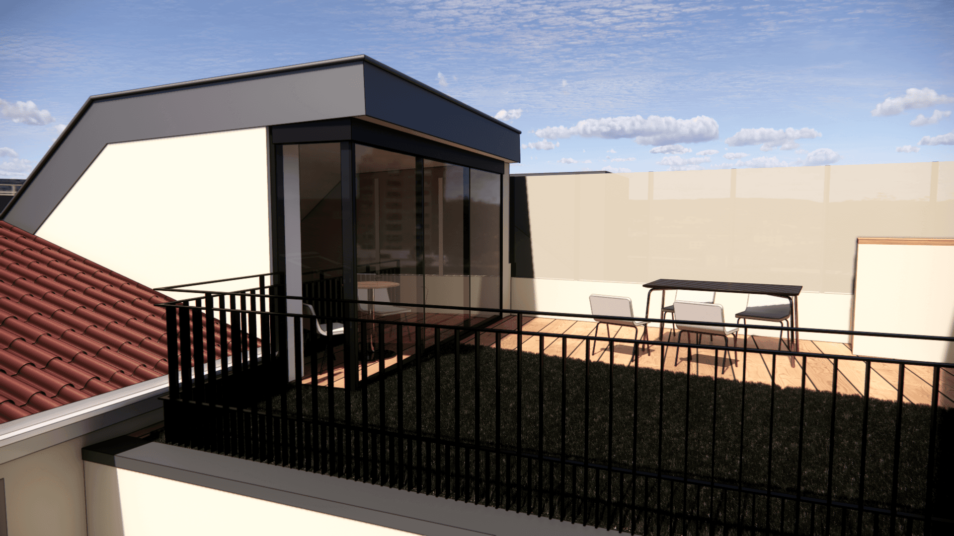 Lucarne et toiture terrasse