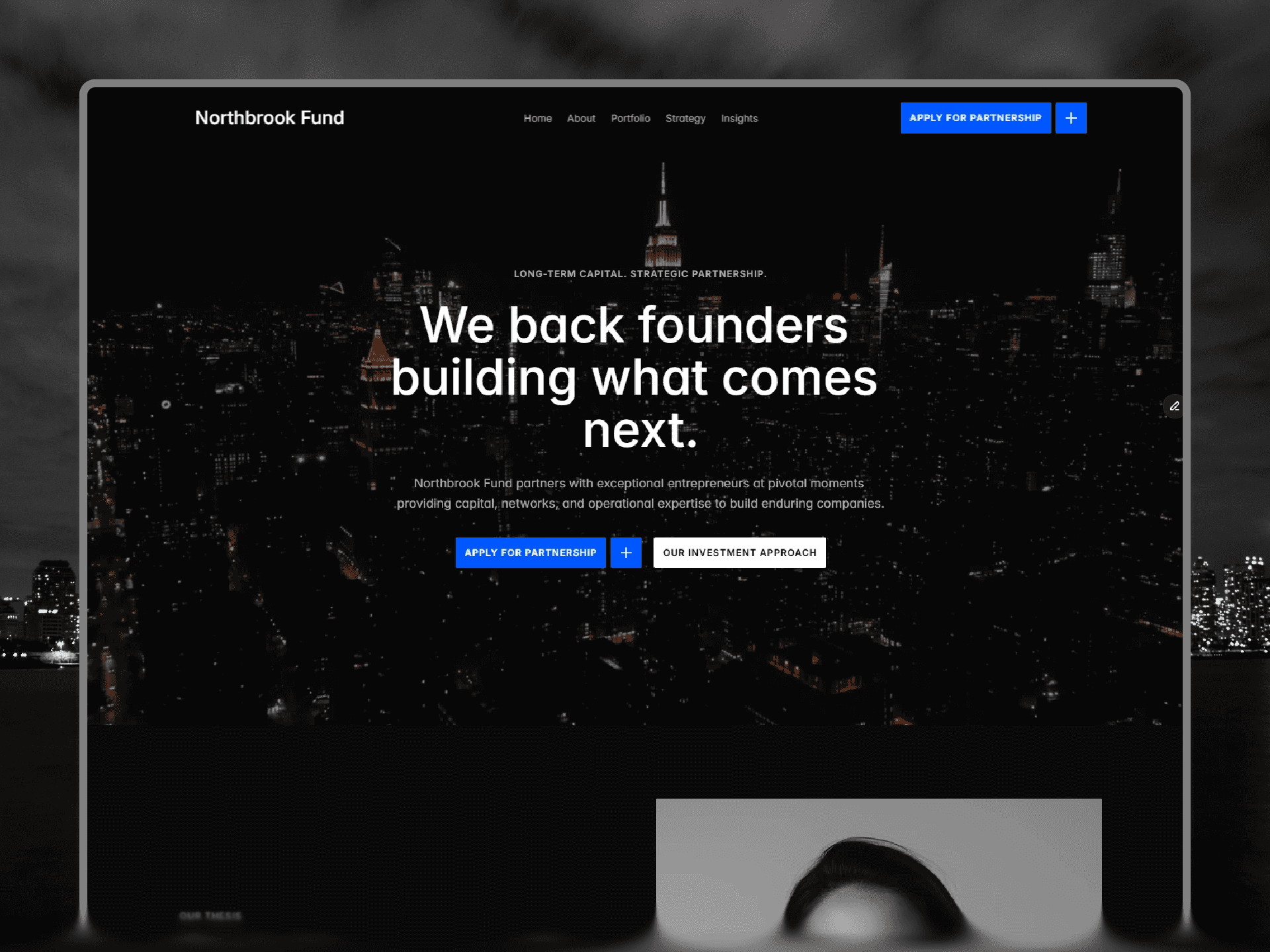 Venture capital website design example built with the Northbrook Framer template