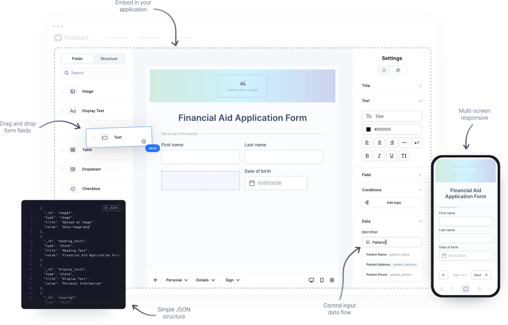 financial form builder for developers