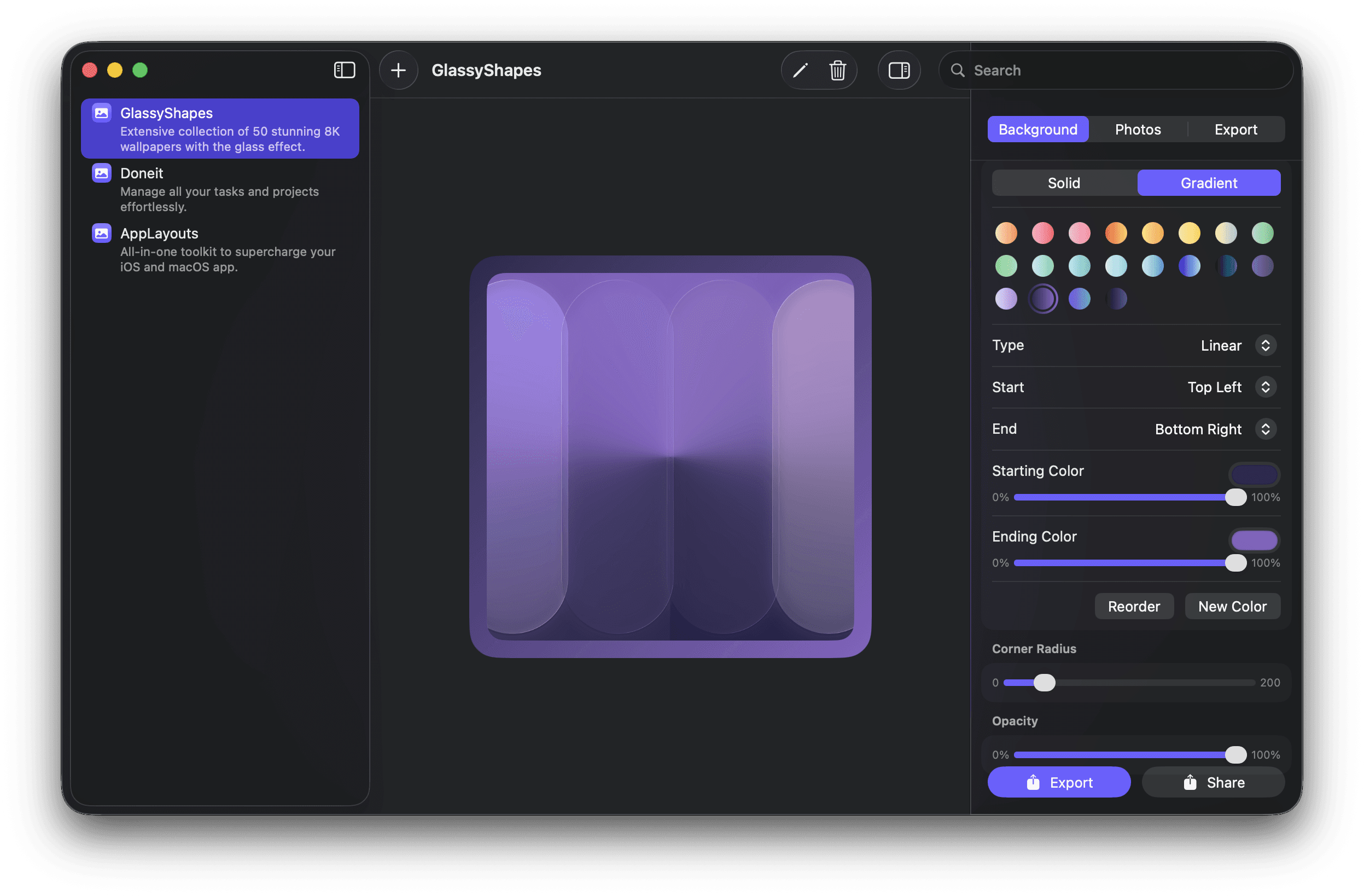 1 layout in ShowcasePro app on Mac