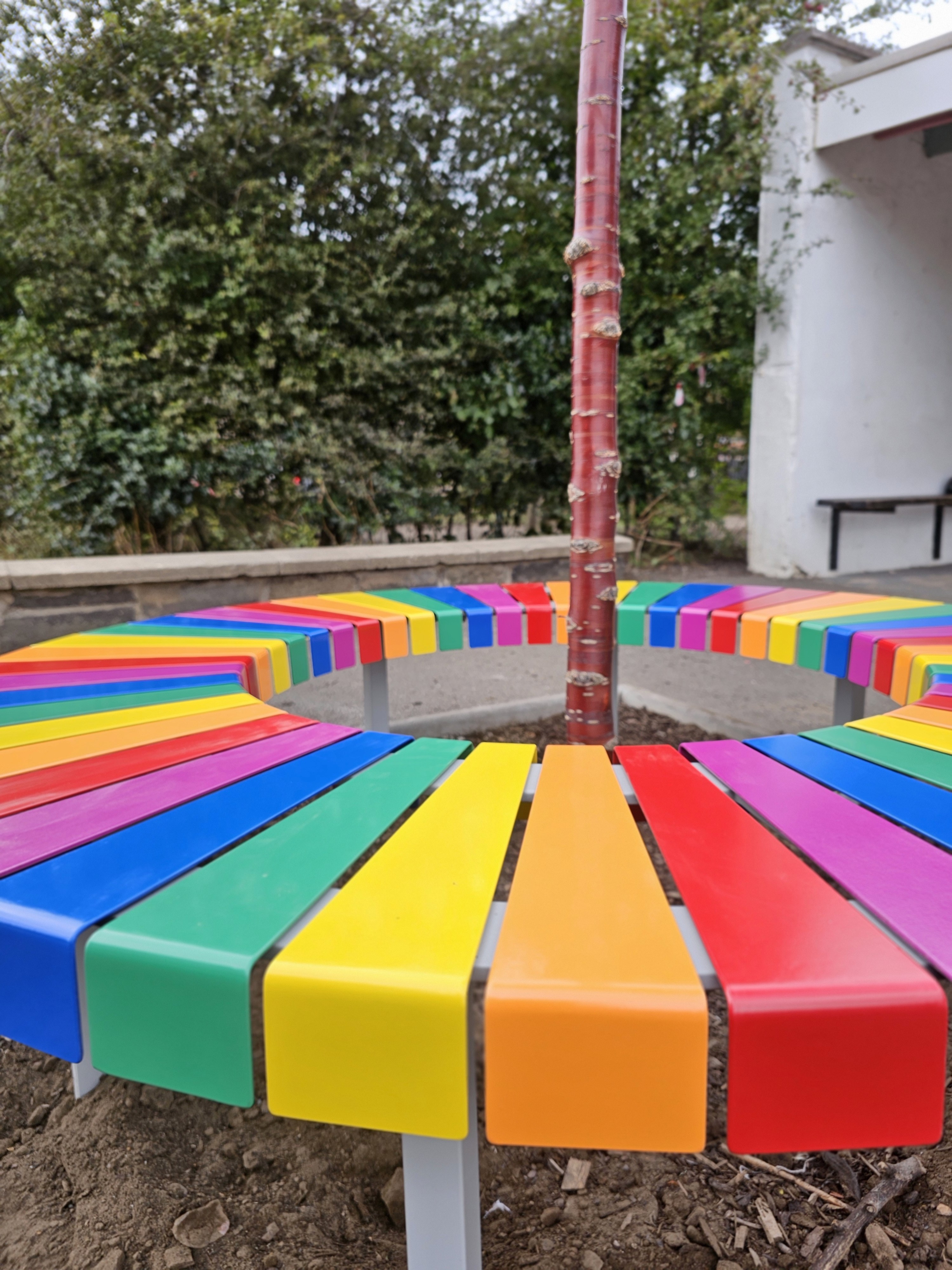 Outdoor furniture memorial bench public art installation