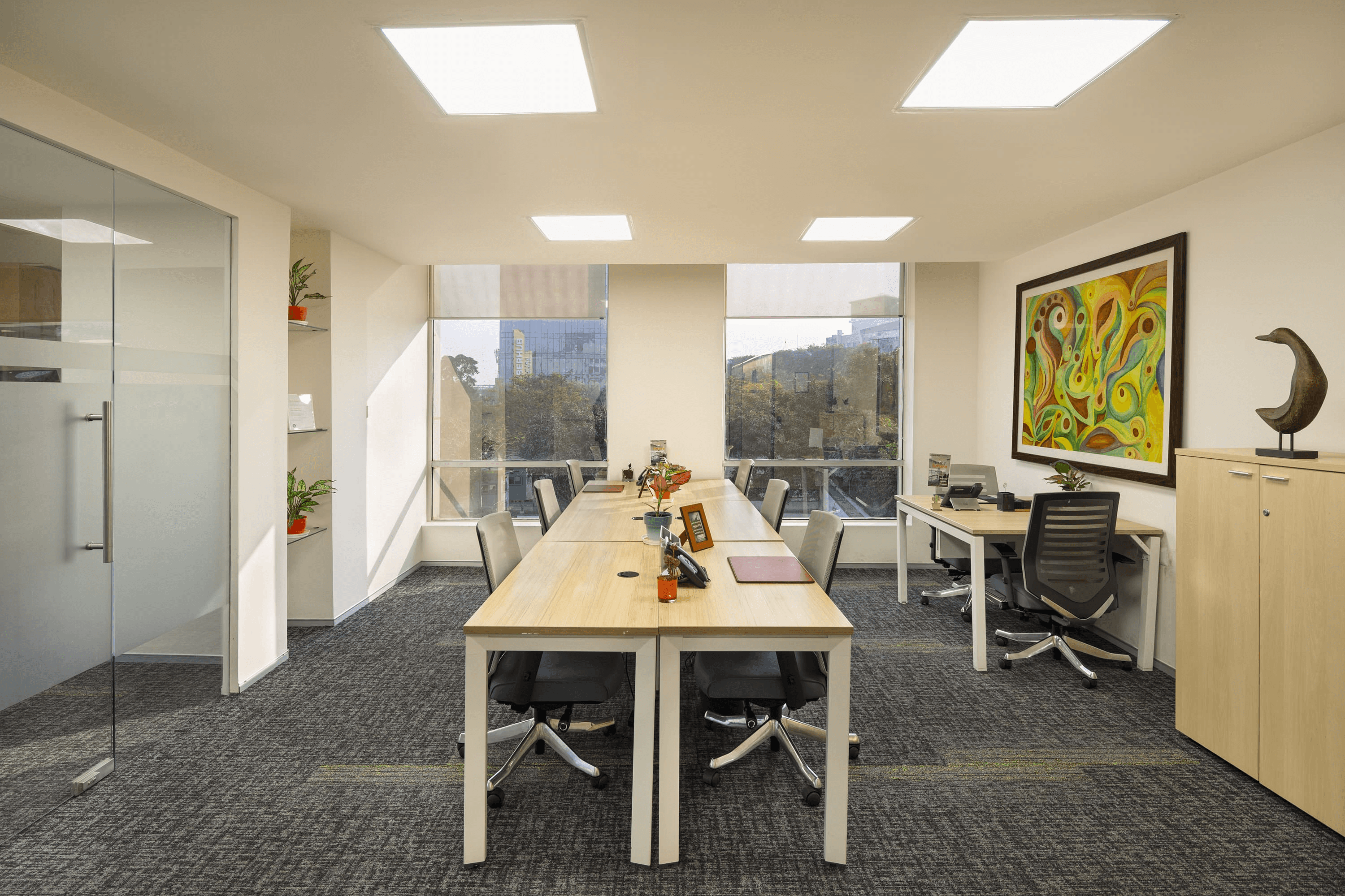A surreal image of a person in motion, holding flowers in a field with a futuristic circular structure in the background.