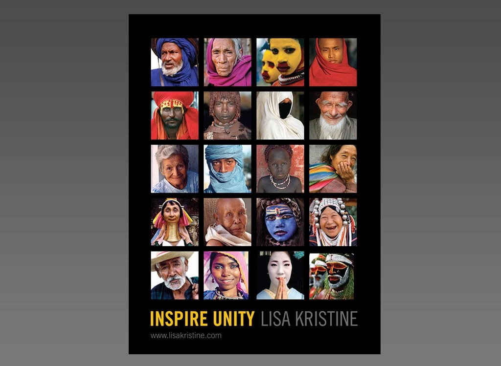Inspire Unity Poster is 18 x 24 and features bold images of people from around the world from world renowned photographer Lisa Kristine.
