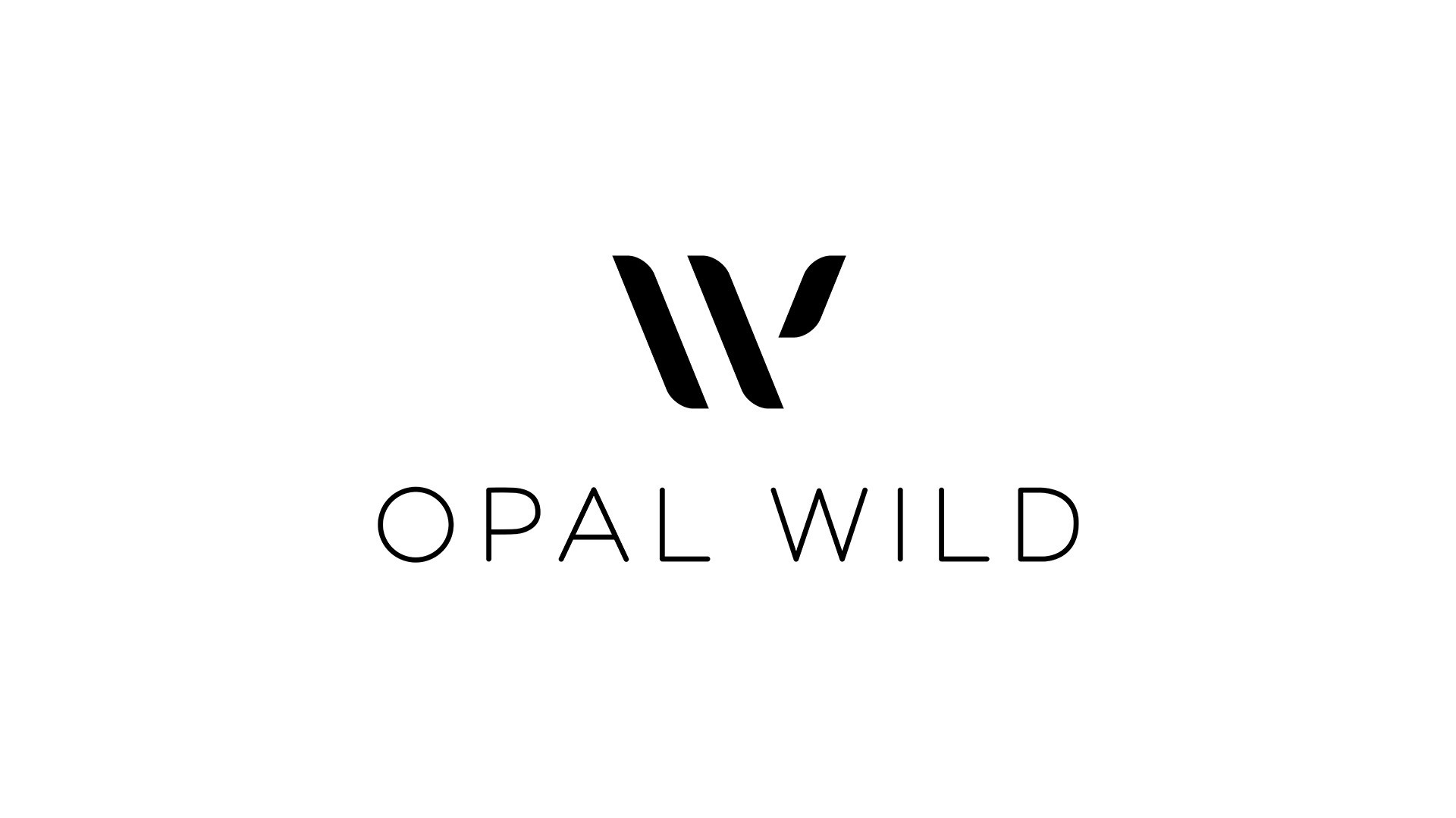 Opal Wild vertical logo and word mark lockup - white
