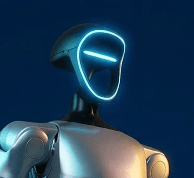 a robot standing in front of a white wall
