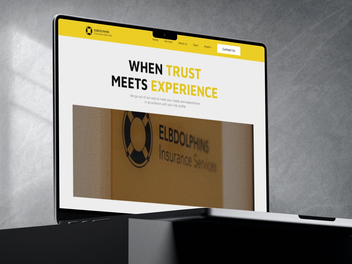 Maritime insurance services website design presenting risk consulting solutions