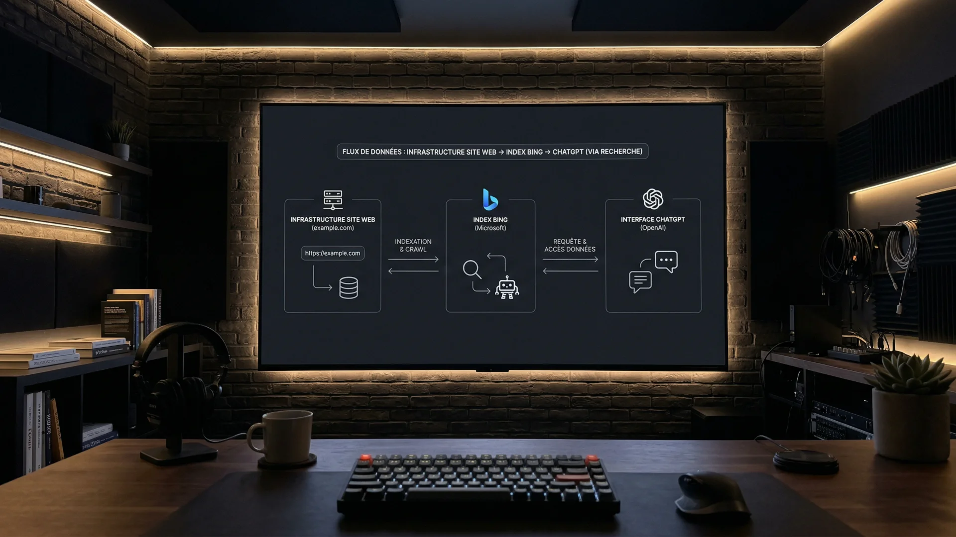 Comment l'infrastructure technique d'un site alimente les sources de chatgpt via le moteur de recherche Bing.