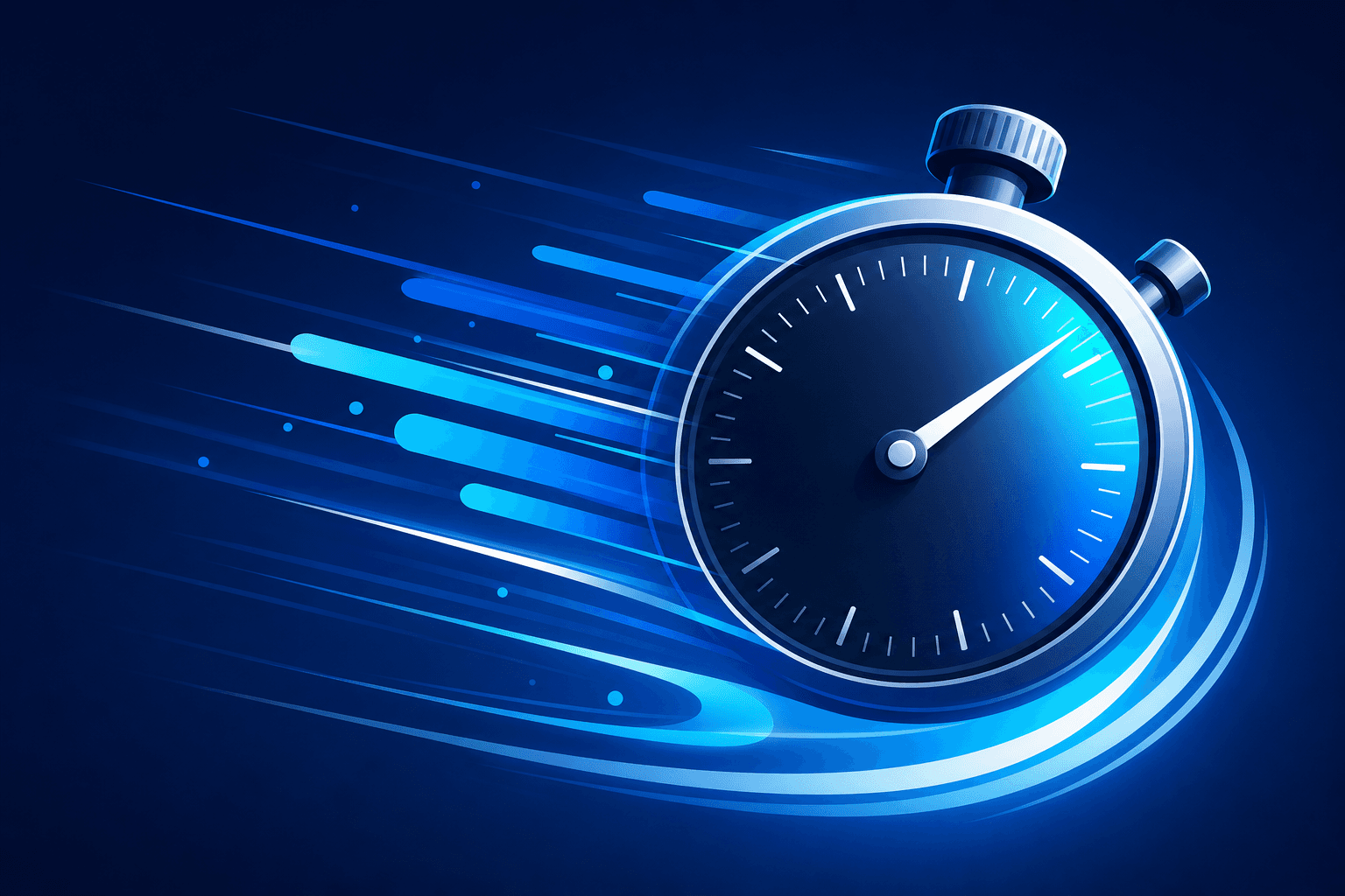 A conceptual illustration of a fast stopwatch or timer symbolizing speed and flow state, abstract vector style, modern design.