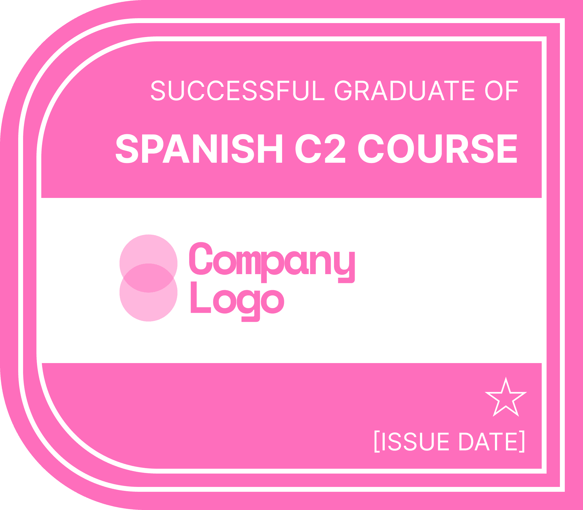 Wauld - Simple and cohesive pink course completion badge template