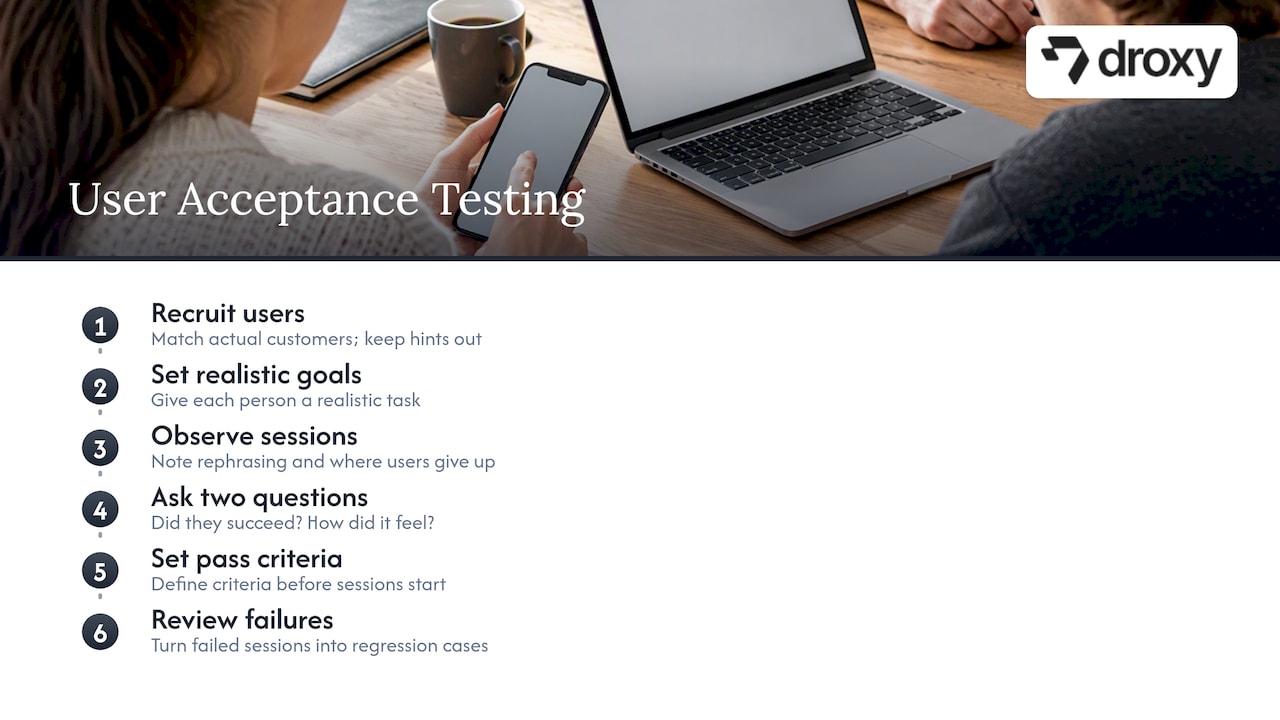 7. Running user acceptance testing with real users — overview diagram
