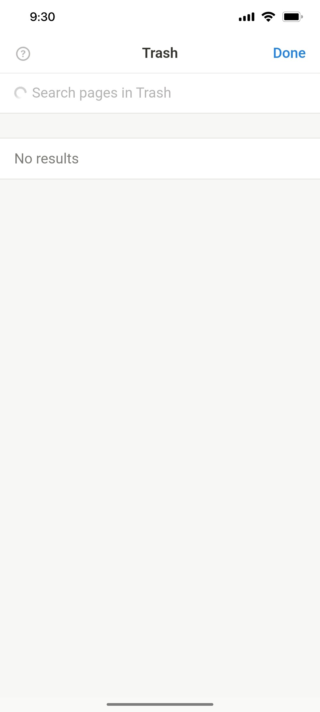 Notion App Trash Screen