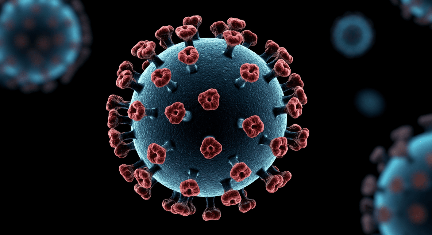 The Covid-19 virus as seen through an electron microsope.