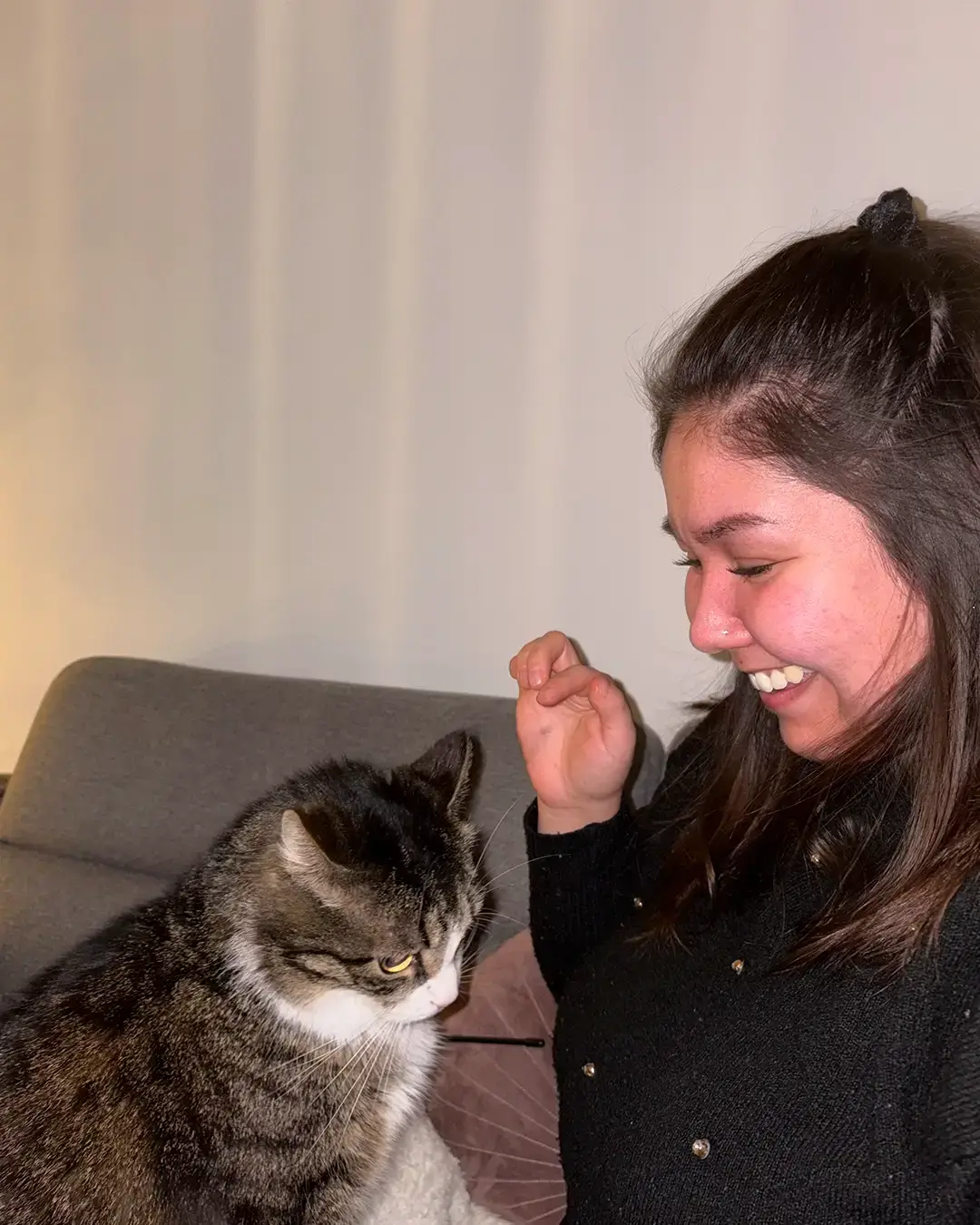 Billede af Kæresten Susanne og katten Mus