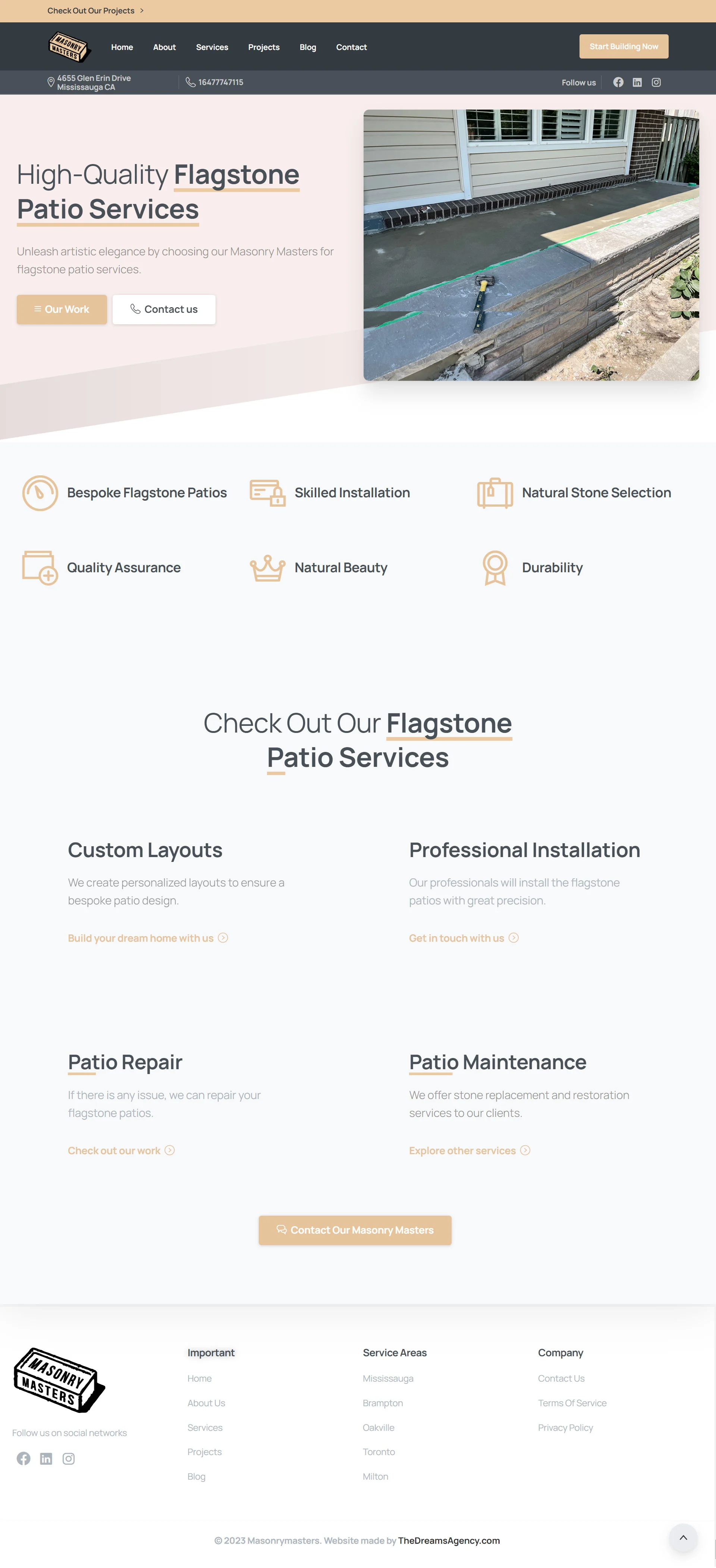 Flagstone Patio Stone page for Masonry Masters website developed & designed by Dreams Agency Mississauga, Ontario