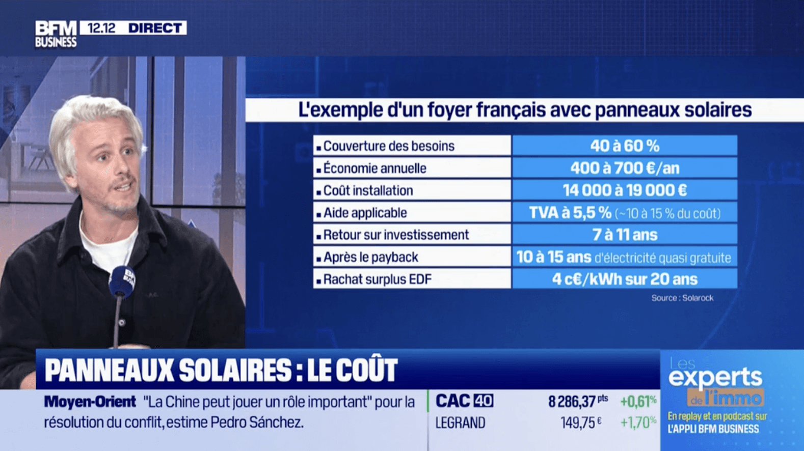 Photo interview de Ben dans BFM Business, les experts de l'immo