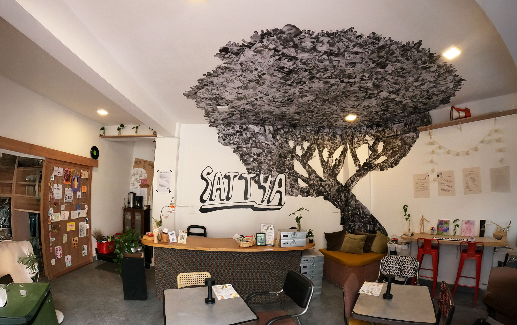 Dark theme house with plants outside