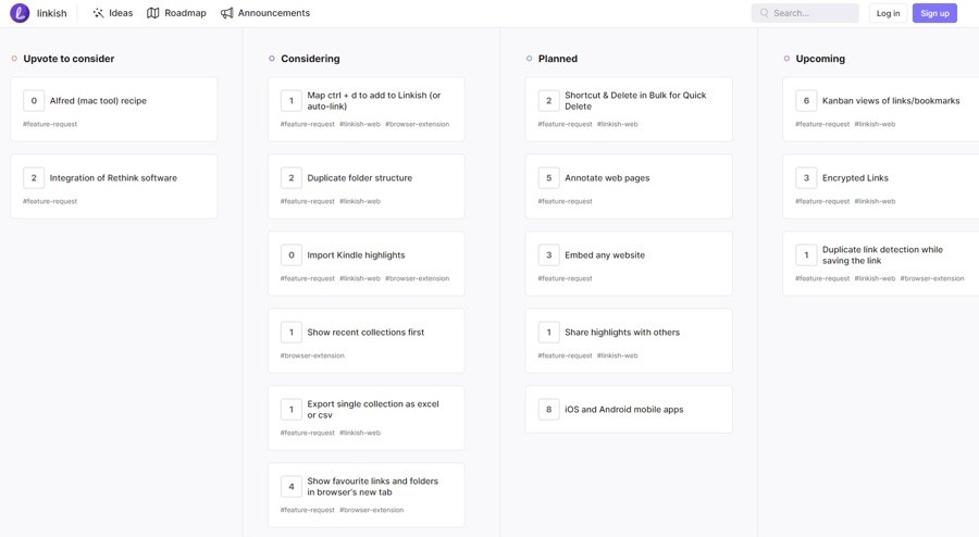 Linkish Roadmap