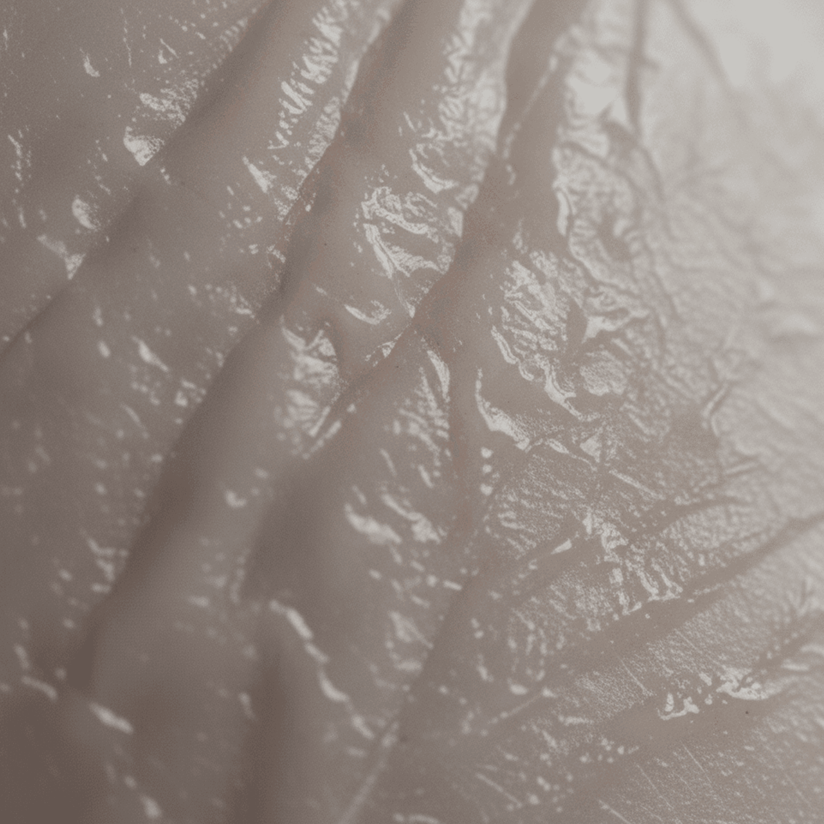 Close-up of thin, damp skin with visible moisture gathering in fine lines and folds in small dogs