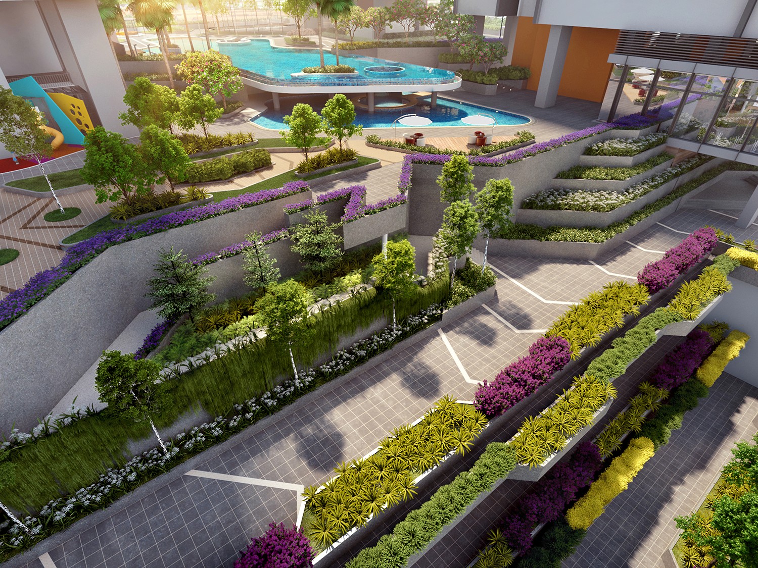 Softscape view of Trio by Setia project by Asima Architects