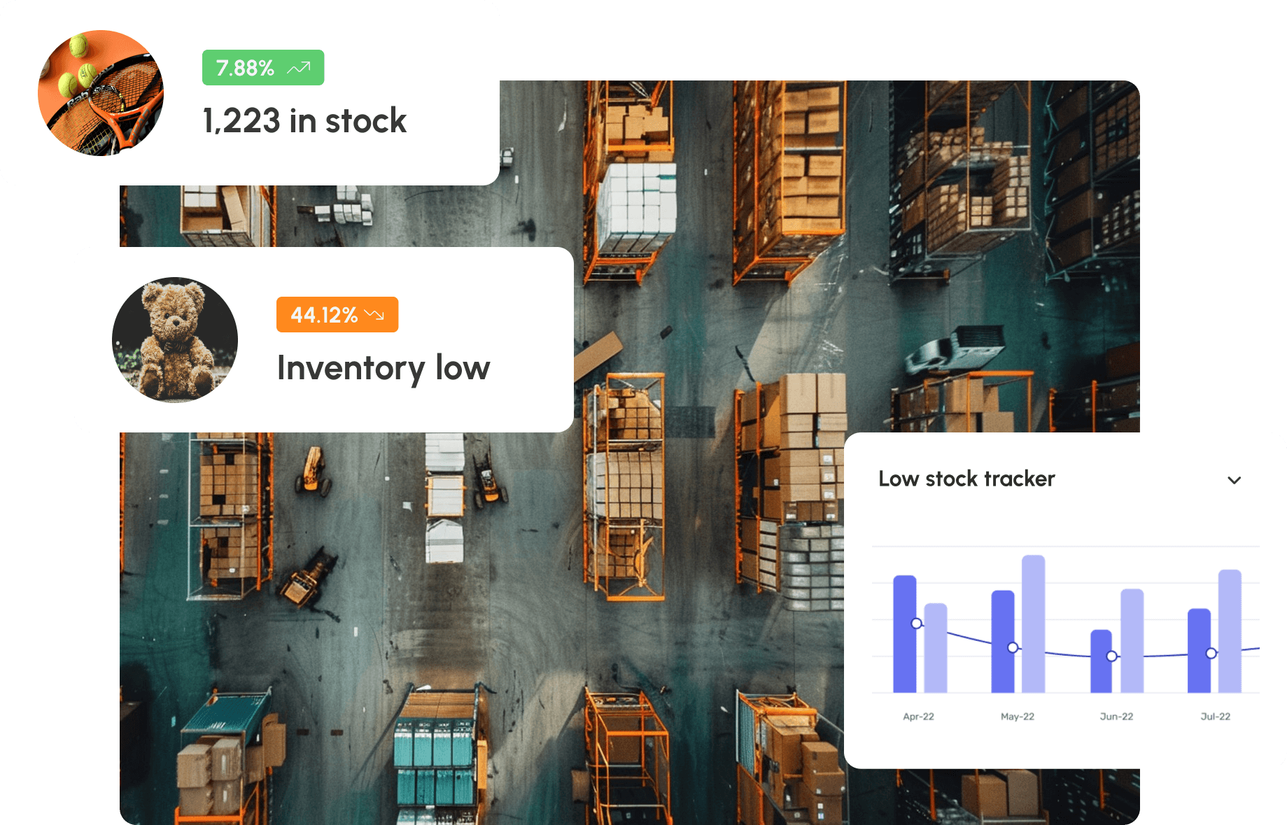 Graphic showing shipping containers and 3fin screenshots