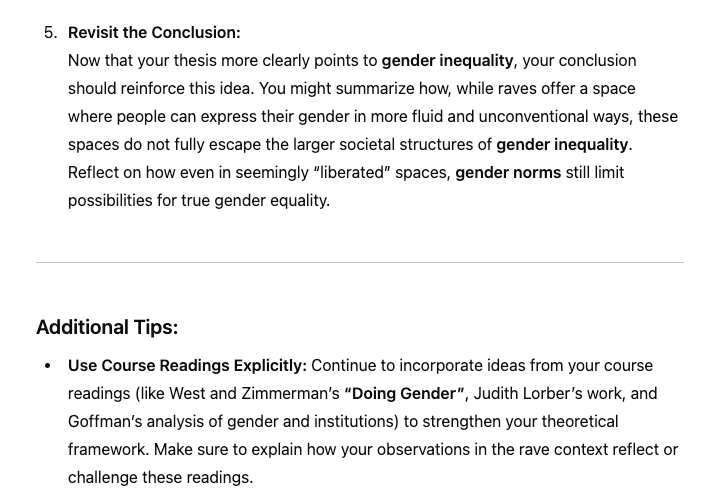 ChatGPT proposing a new conclusion for a draft essay.