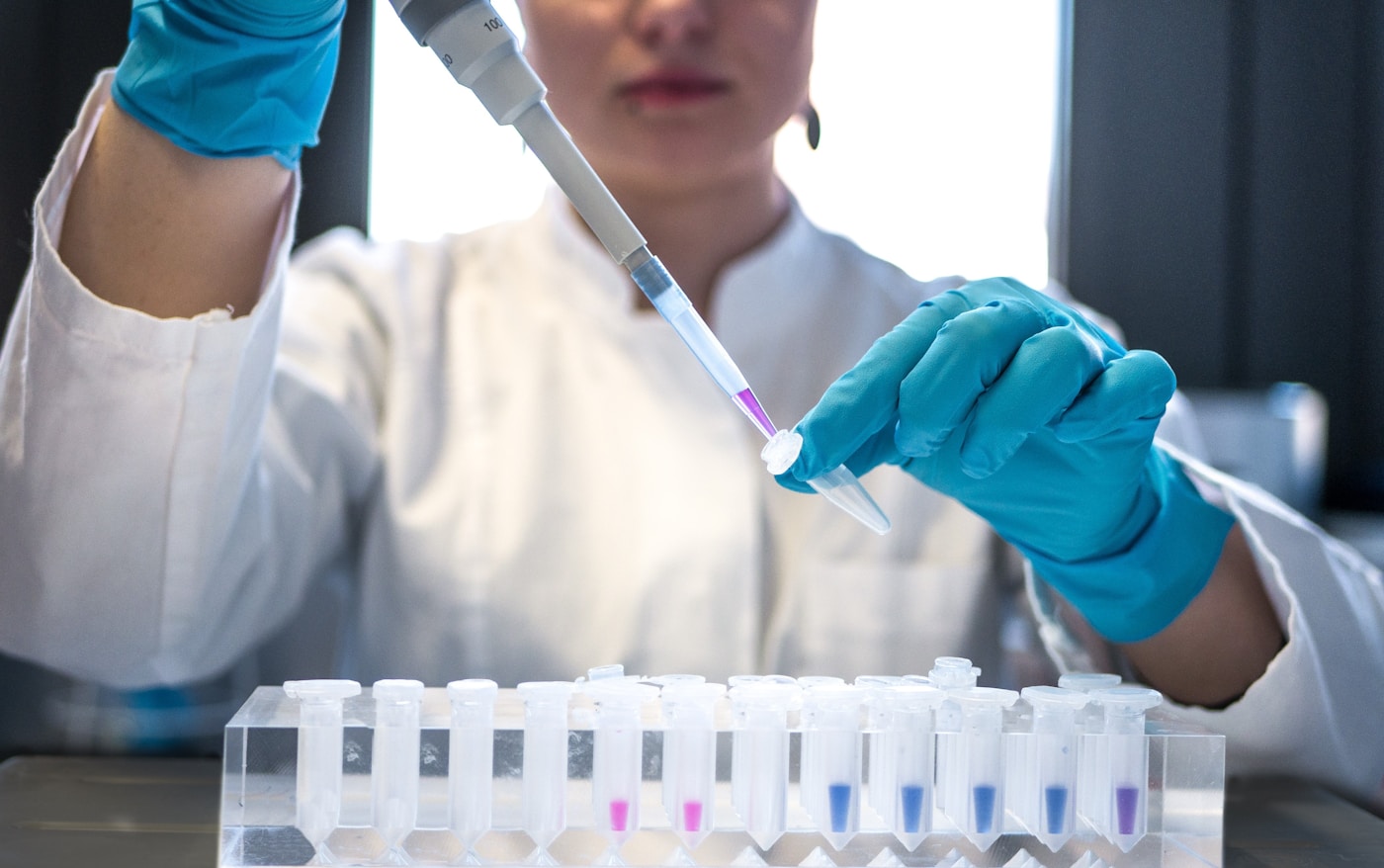 Water sample being analysed in a laboratory