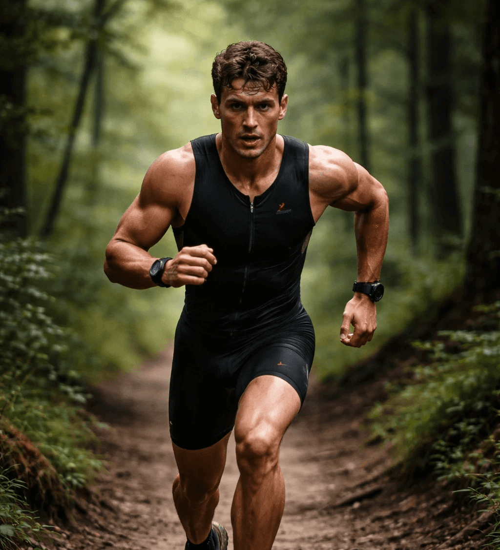 Male athlete running