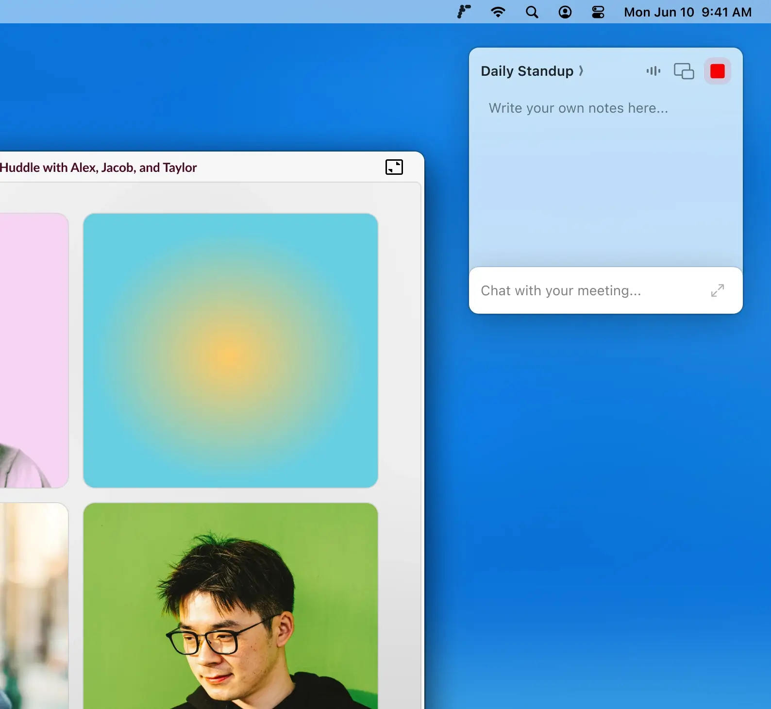 Radiant AI capturing meetings automatically in the background without a bot.