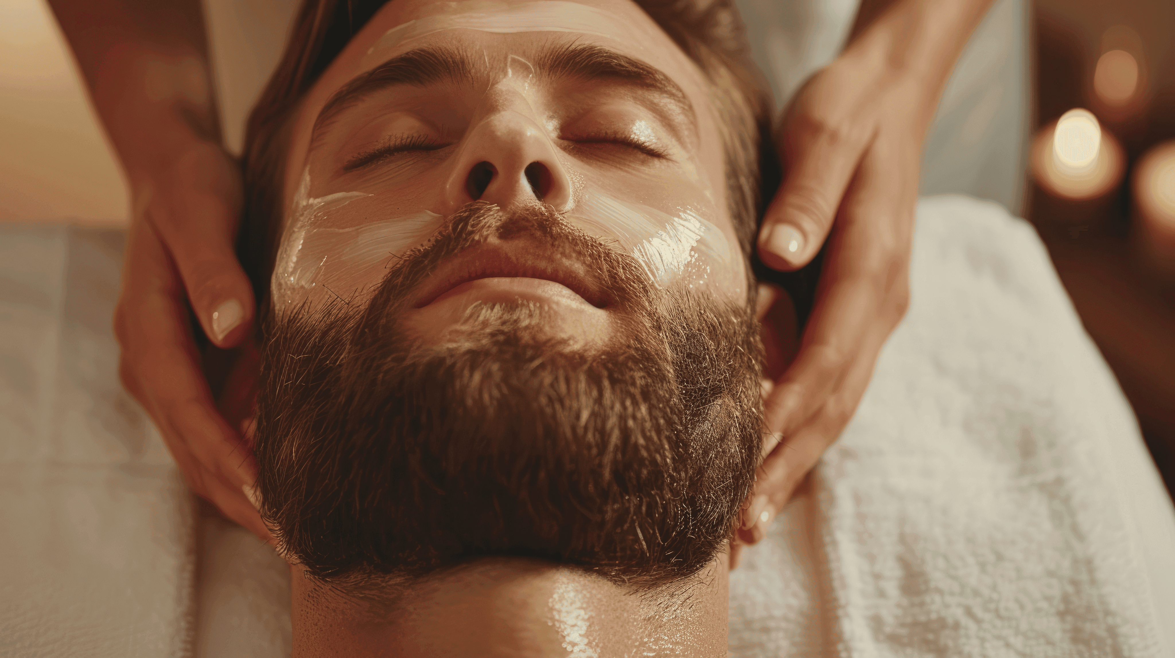 Manualny zabieg oczyszczania twarzy dla mężczyzny, odprężenie i pielęgnacja.