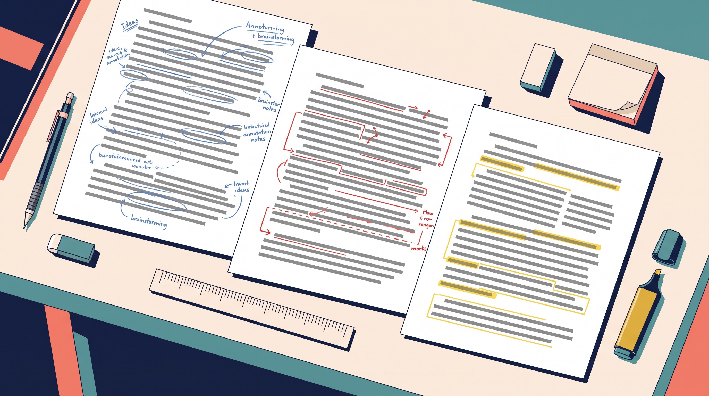 Three-pass essay revision workflow