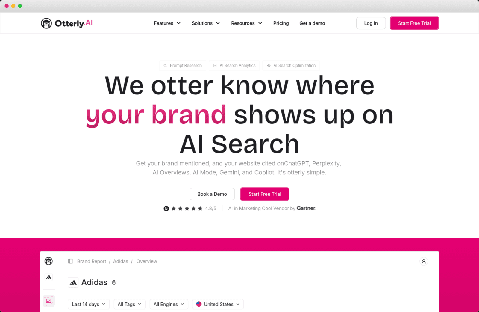 Otterly homepage, We otter know where your brand shows up hero