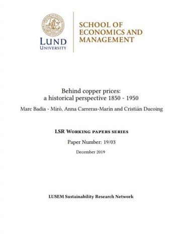 Behind copper prices: a historical perspective 1850 - 1950