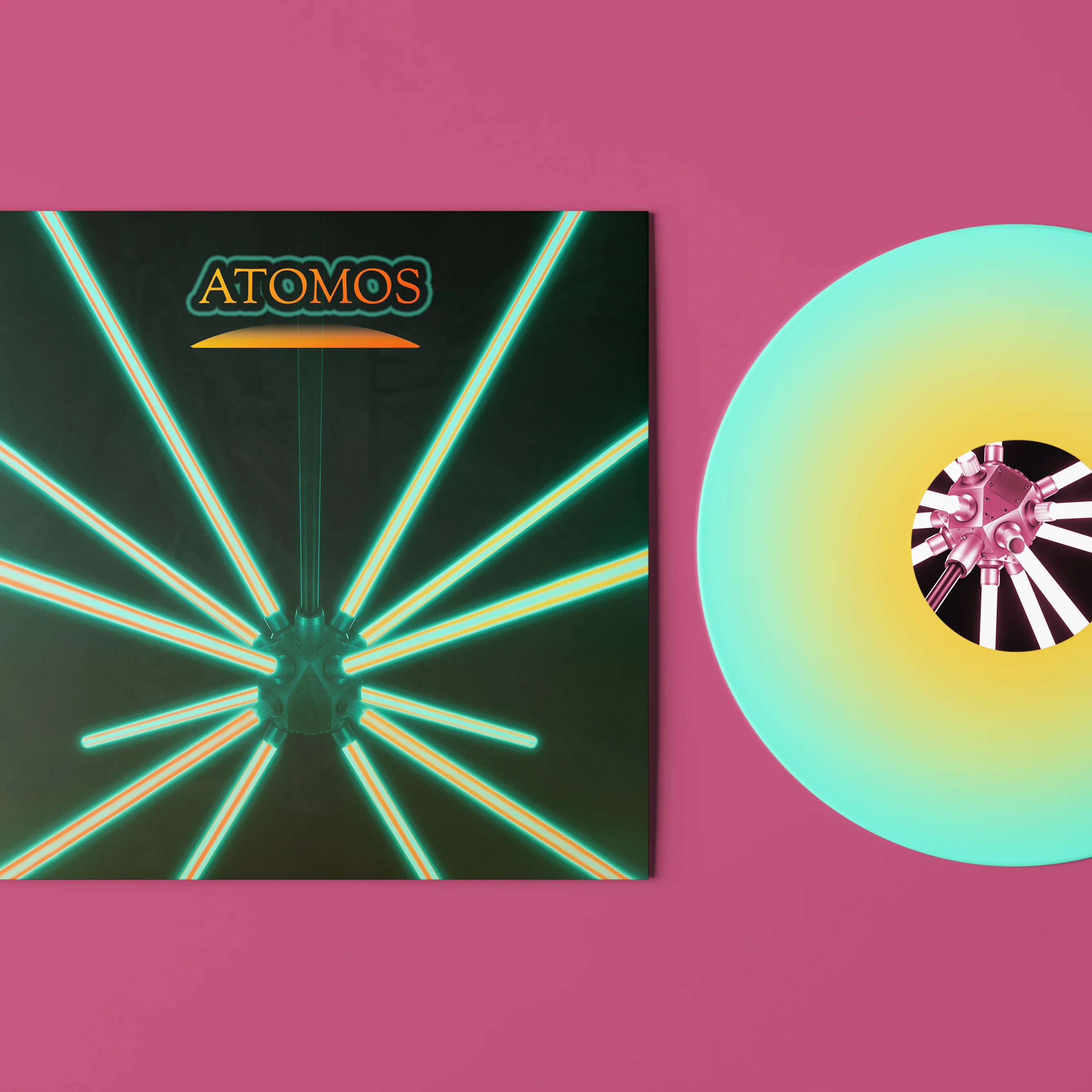 Design de vinyle de musique LP psychédelique mêlant graphisme surréaliste et photographie esthétique