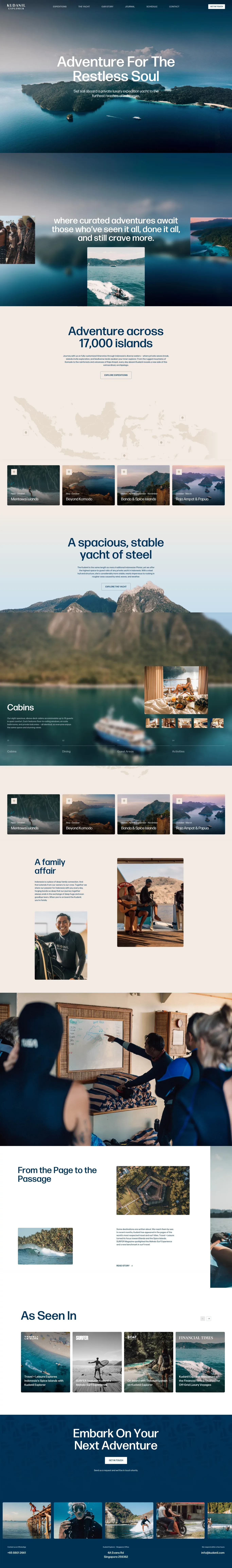 Kudanil Explorer – Private Luxury Expedi landing page screenshot showcasing Local Business and Travel design