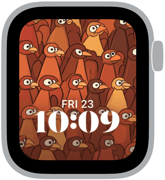 an apple watch face from the thanksgiving turkeys collection