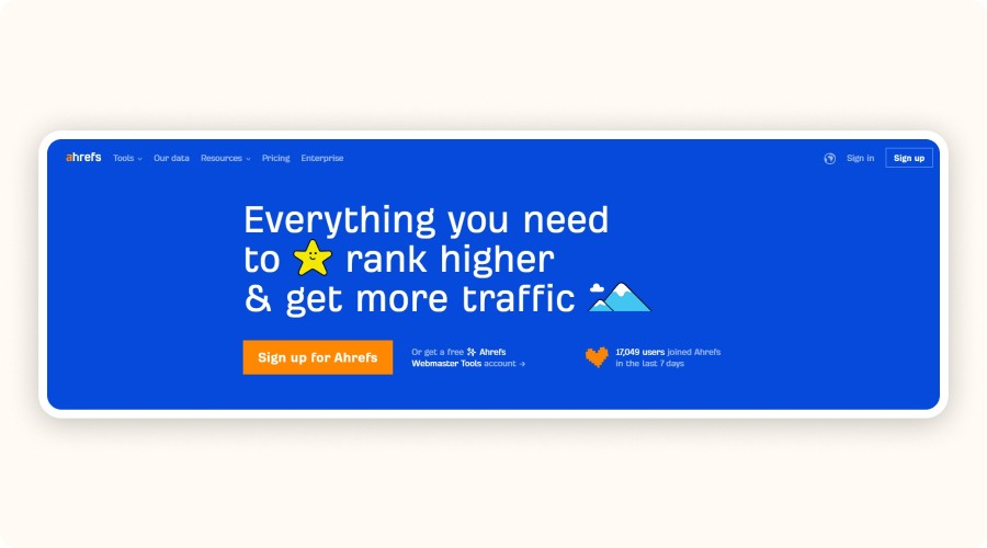 Ahrefs Home Page