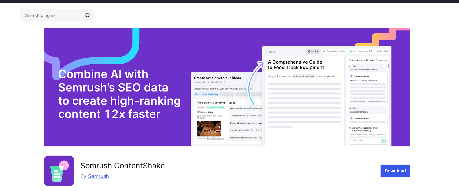 SEMrush wordpress plugin page