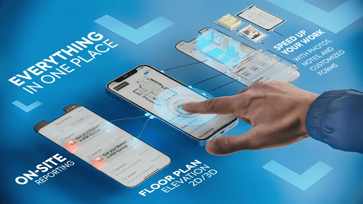 magische Planplattform, die Vor-Ort-Messungen, Grundrisse und Berichte in einem Arbeitsablauf kombiniert