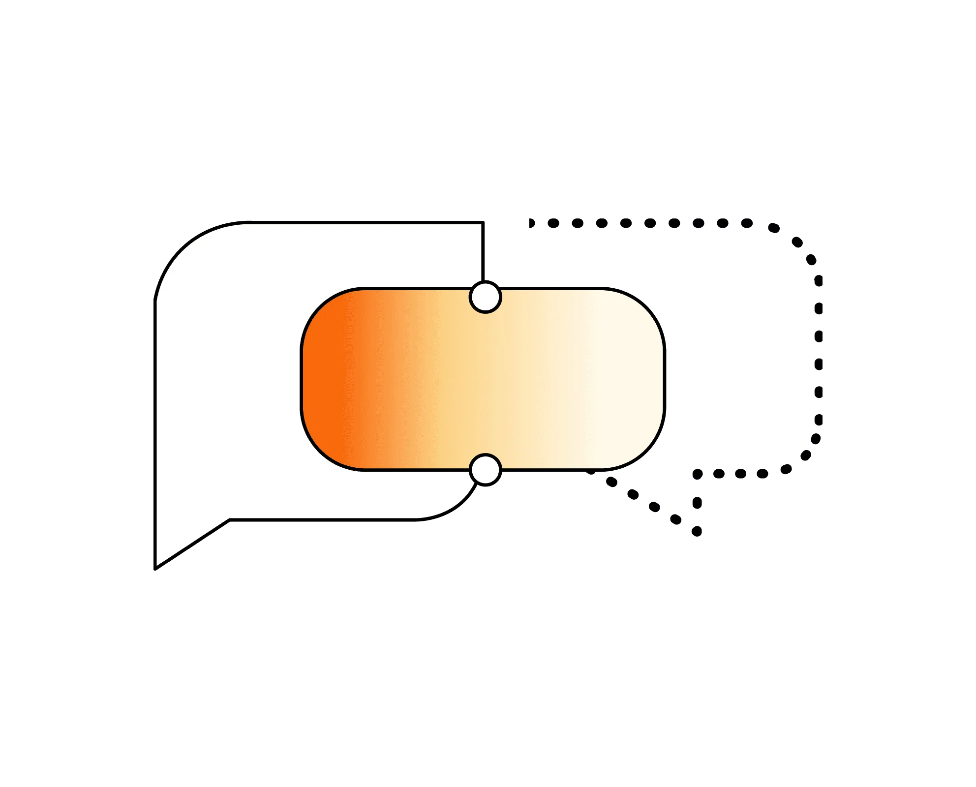 Icon depicting a chat bubble with an orange gradient slider, suggesting a toggle or switch feature.