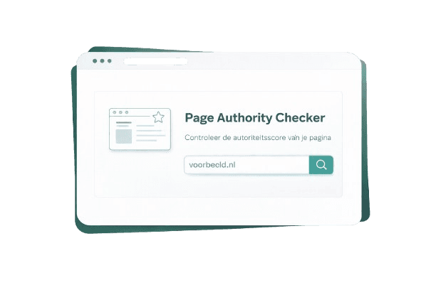Illustration of Page Authority showing a single webpage with a highlighted PA score, surrounded by backlinks, ranking signals, and SEO performance indicators.