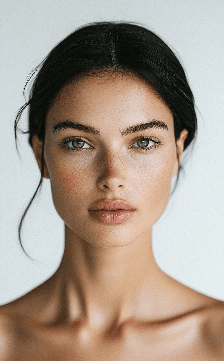 Close-up portrait with neutral expression and light hair