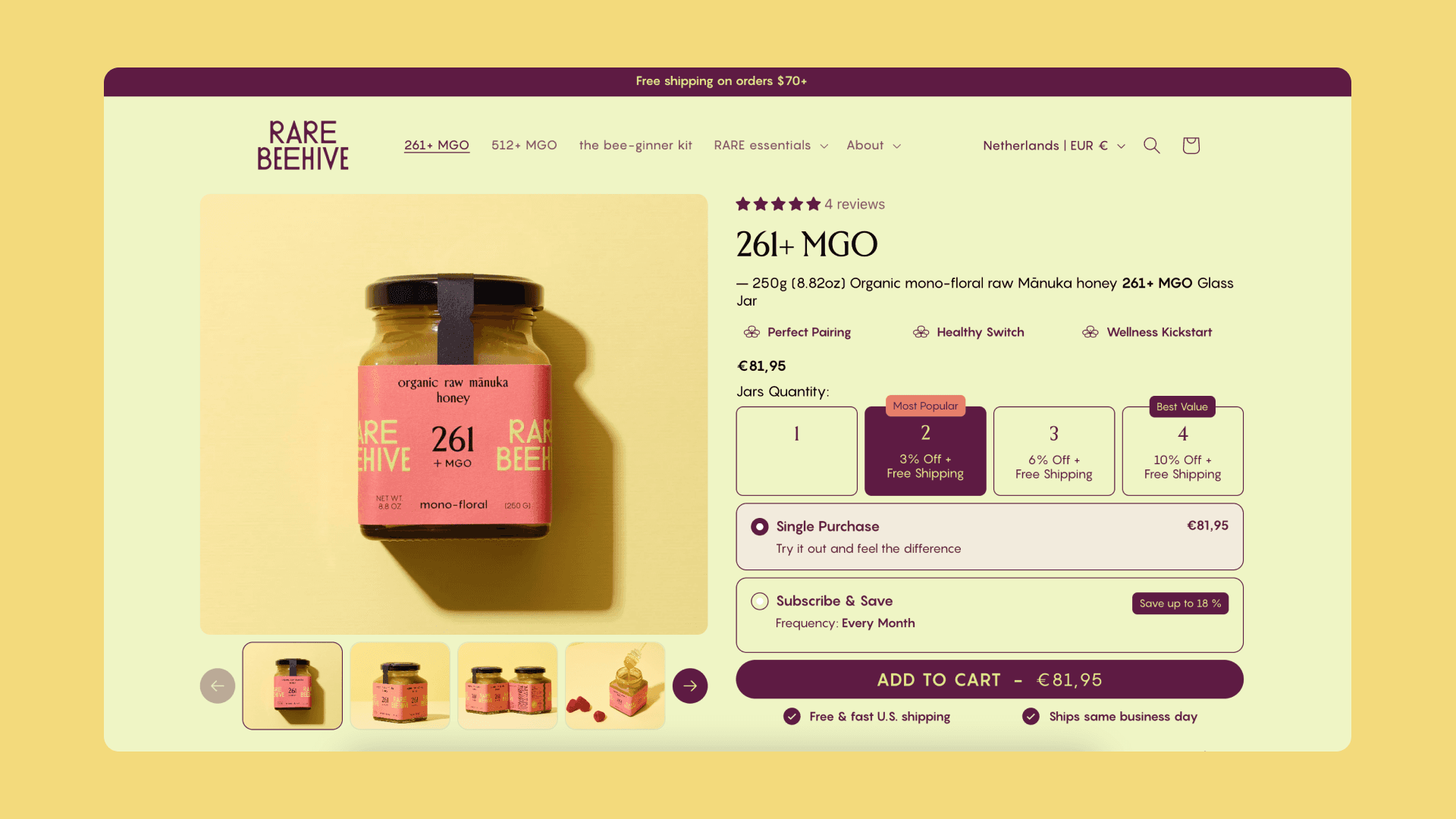 Rare Beehive product page page